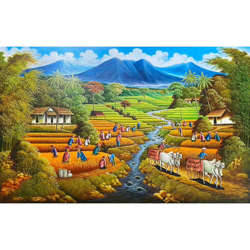 lukisan sawah , ukuran 135 X 85