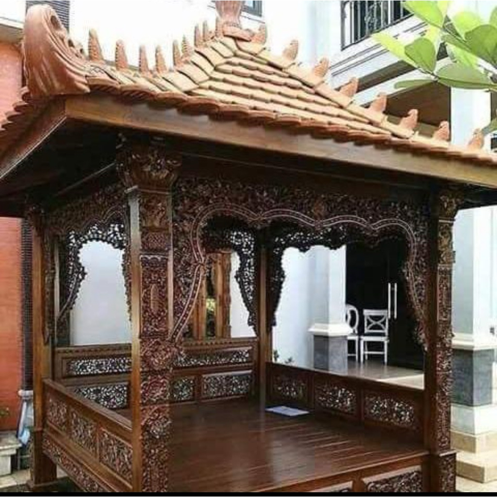gazebo full ukir Jepara kayu jati perhutani