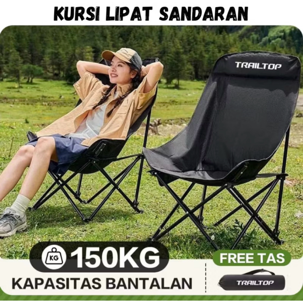 Kursi Lipat Sandaran Kepala/Kursi Lipat Outdoor Ukuran Jumbo/Kursi Camping Portable Premium