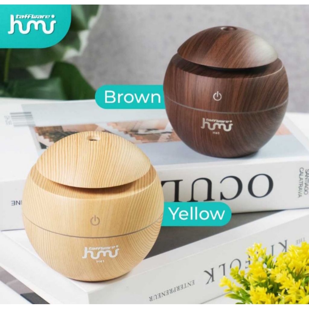 Humidifier Diffuser Aromatherapi Aromatherapy Pelembab Ruangan Kamar Tidur Tekstur Kayu dengan Lampu