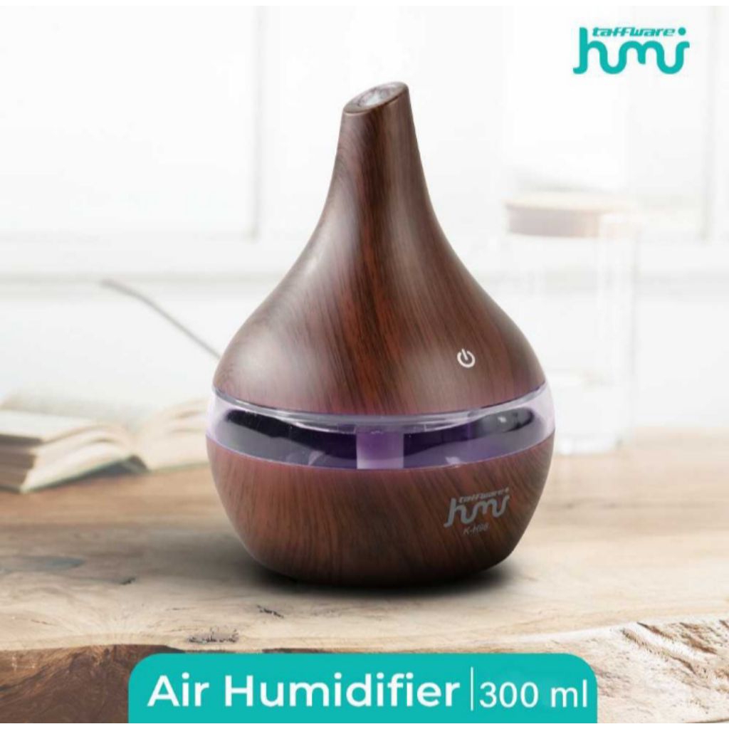 Humidifier Diffuser Aromatherapi Aromatherapy Pelembab Ruangan Kamar Tidur Tekstur Kayu dengan Lampu