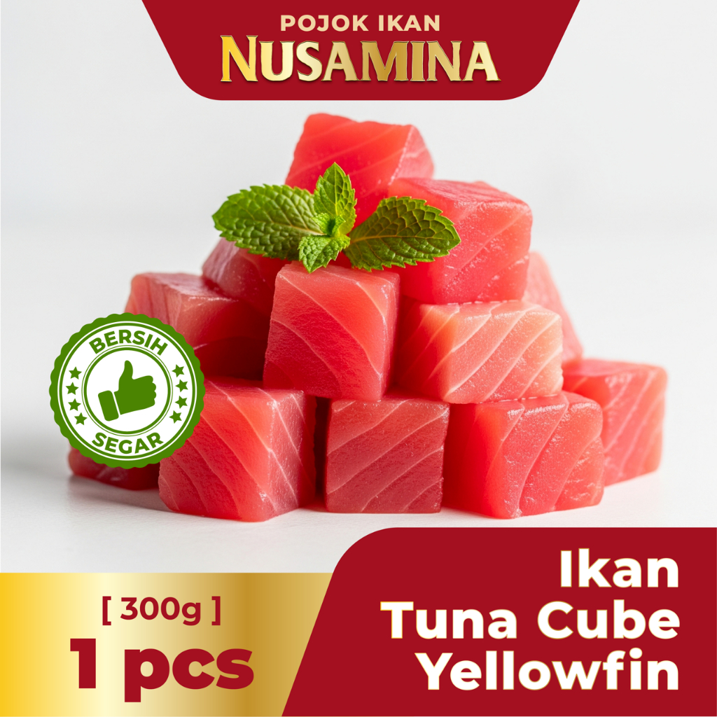 

Ikan Tuna CUBE Yellowfin Bersih Segar Frozen /300gram