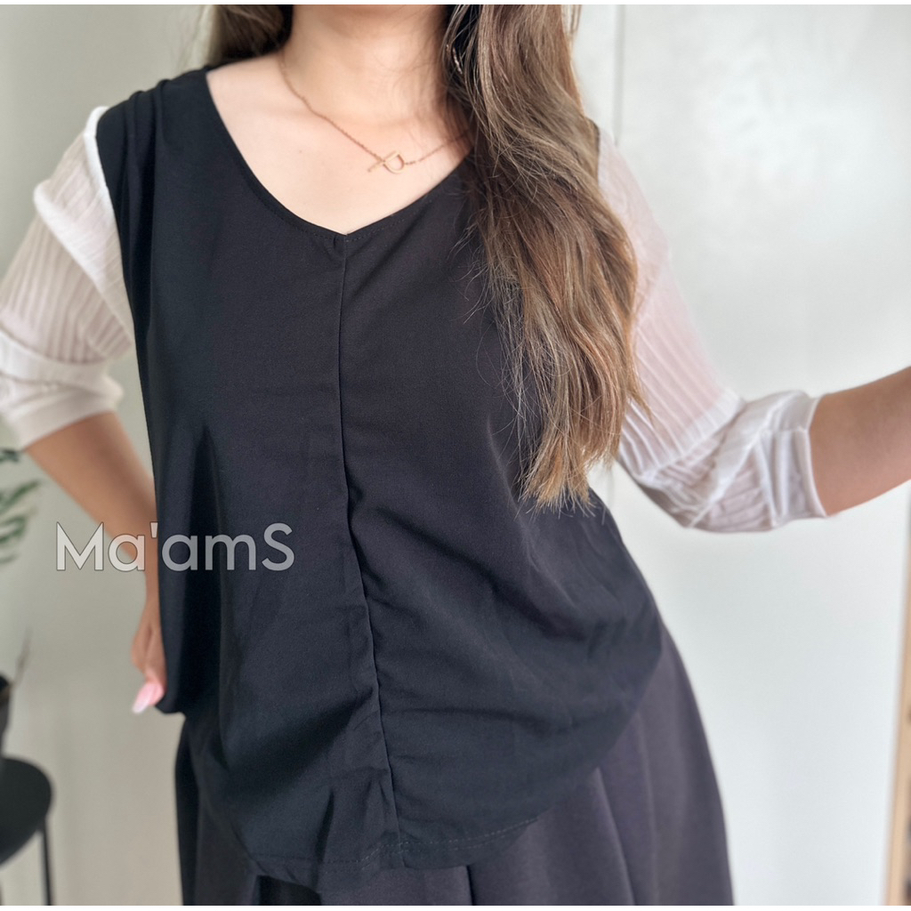 ATASAN FORMAL WANITA IMPORT BLOUSE HITAM PUTIH