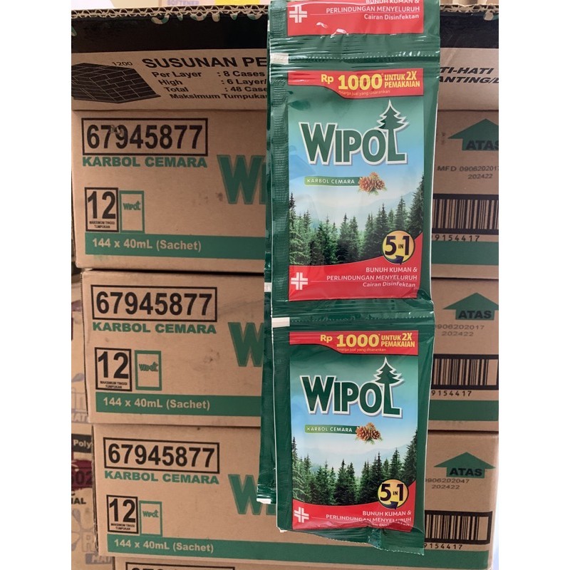 WIPOL SACHET 1 Renceng 40ml x 6sachet / WIPOL KARBOL Pembersih Lantai Sachet Renceng / Cairan Desinf