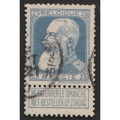 

A 12753 SATU BUAH PRANGKO KUNO KLASIK BELGIE NOMINAL 25C TEMA KING LEOPOLD DENGAN KONDISI SUDAH ADA CAP