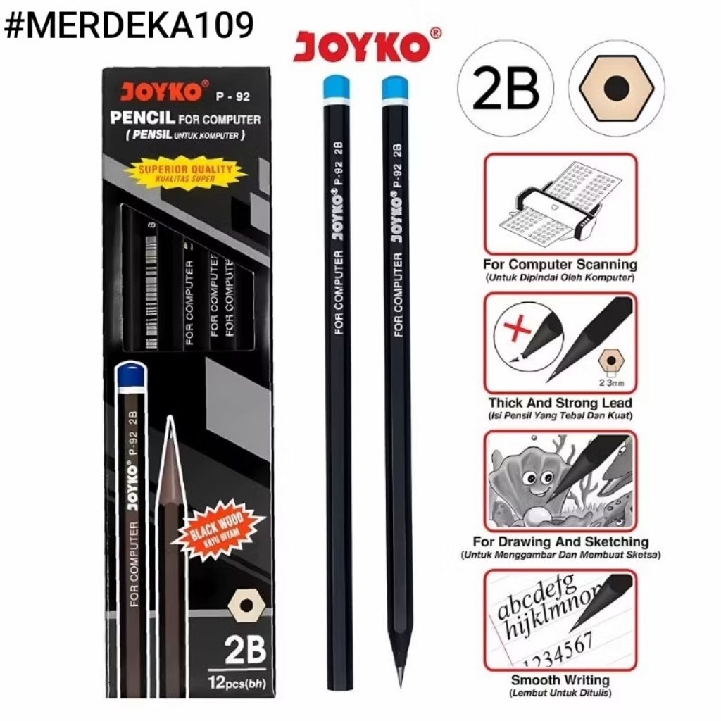 

Alat tulis pensil joyko P-92 2B 1 pak isi 12 pcs