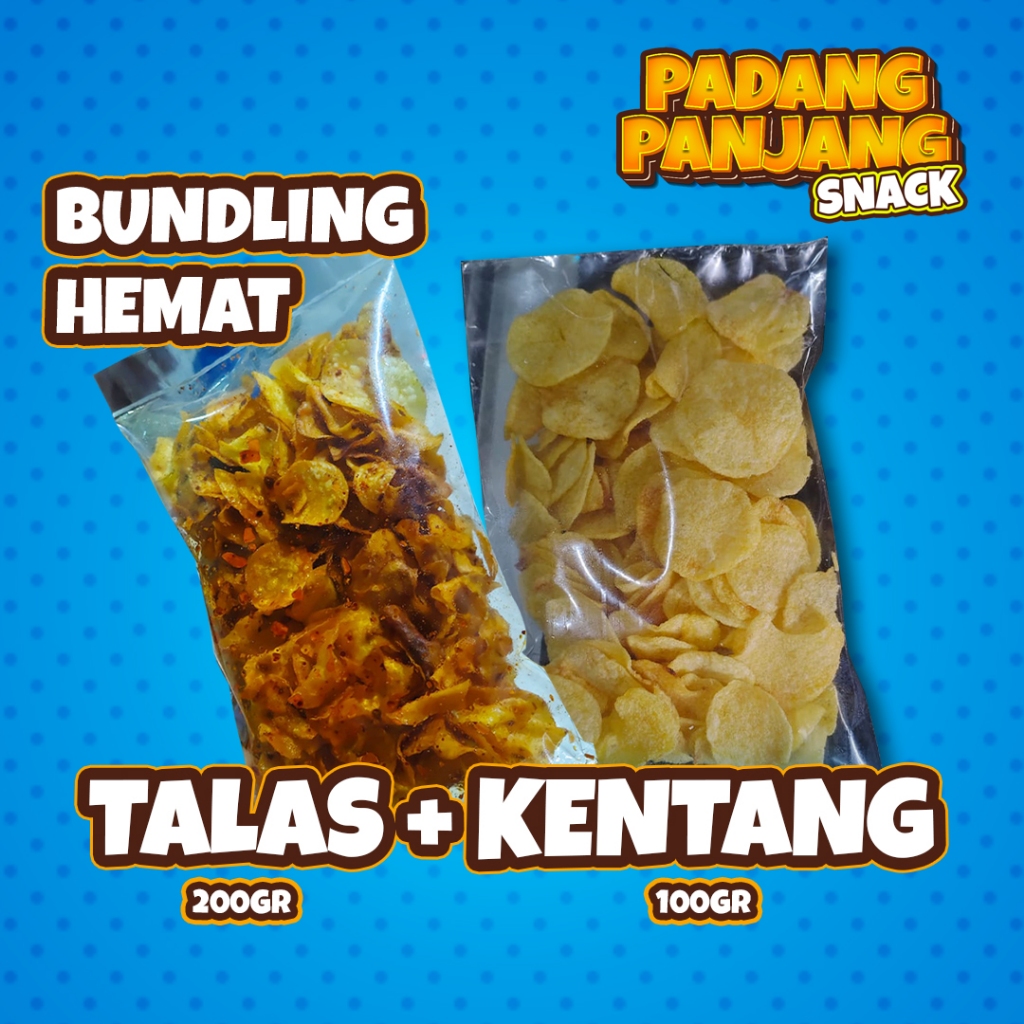 

BUNDLING HEMAT - KERIPIK TALAS BALADO DAN KERIPIK KENTANG