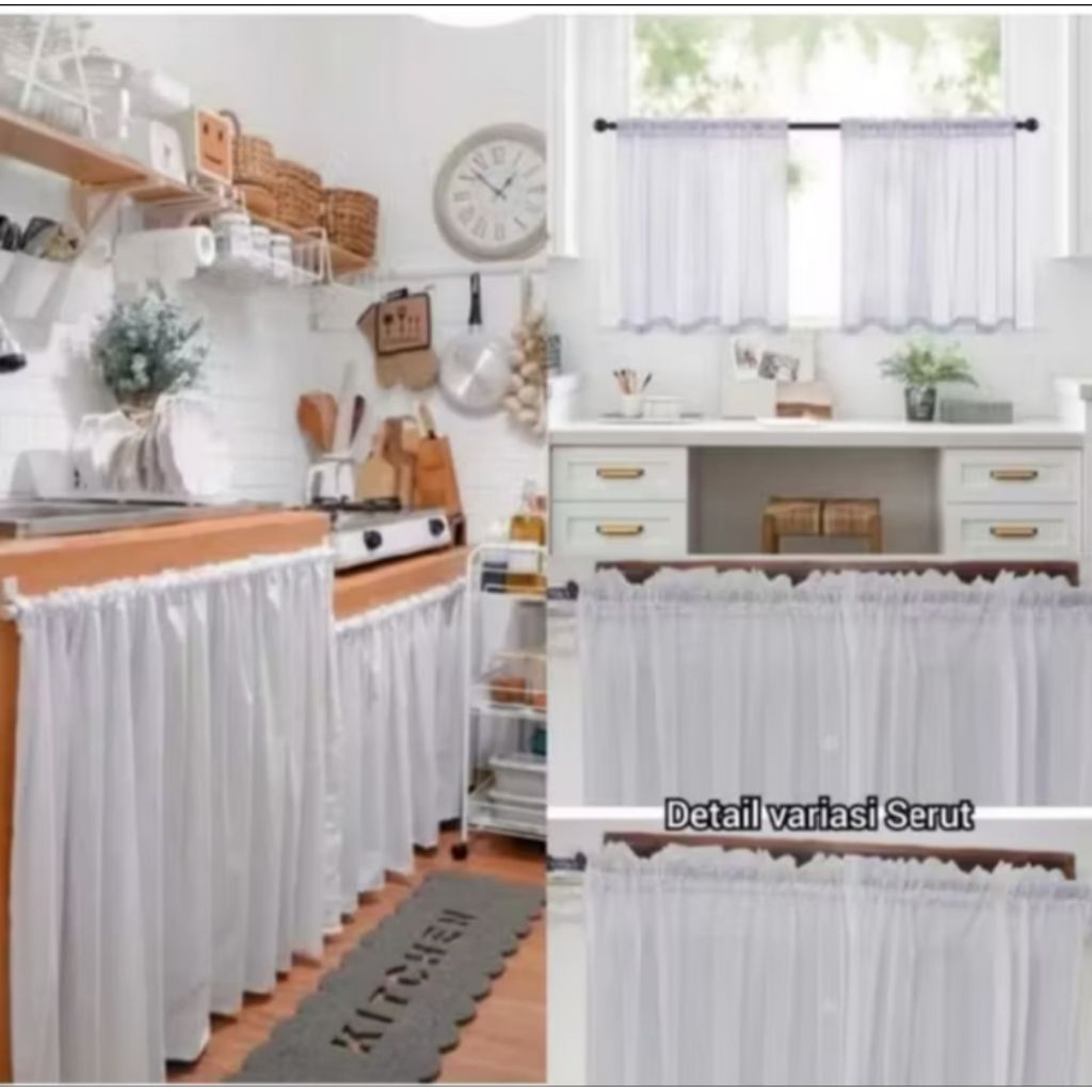 Gorden dapur gorden ( Serut ) dapur Vitrase gorden polos Tirai jendela kecil Gorden etalase makanan 