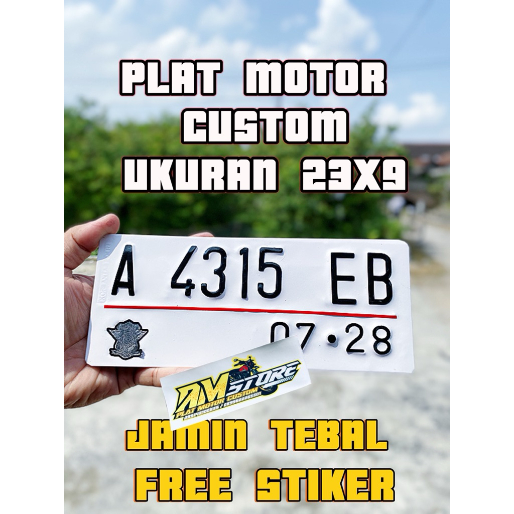 Plat motor custom warna putih baut tanam plat motor custom satu biji plat motor variasi ukuran kecil