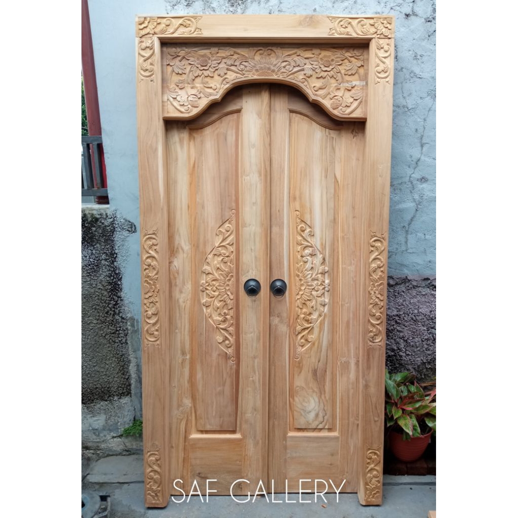 Pintu Gapura Bali, Gebyok Gapura Bali Antik Minimalis Ukir Bali Kayu Jati Tua 110x220