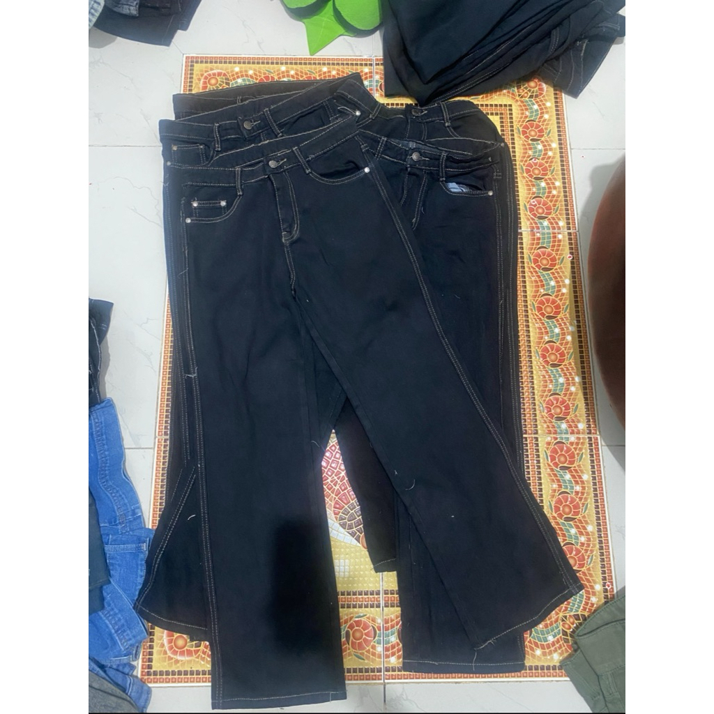 celana jeans celana denim loose pants celana jeans hitam READY