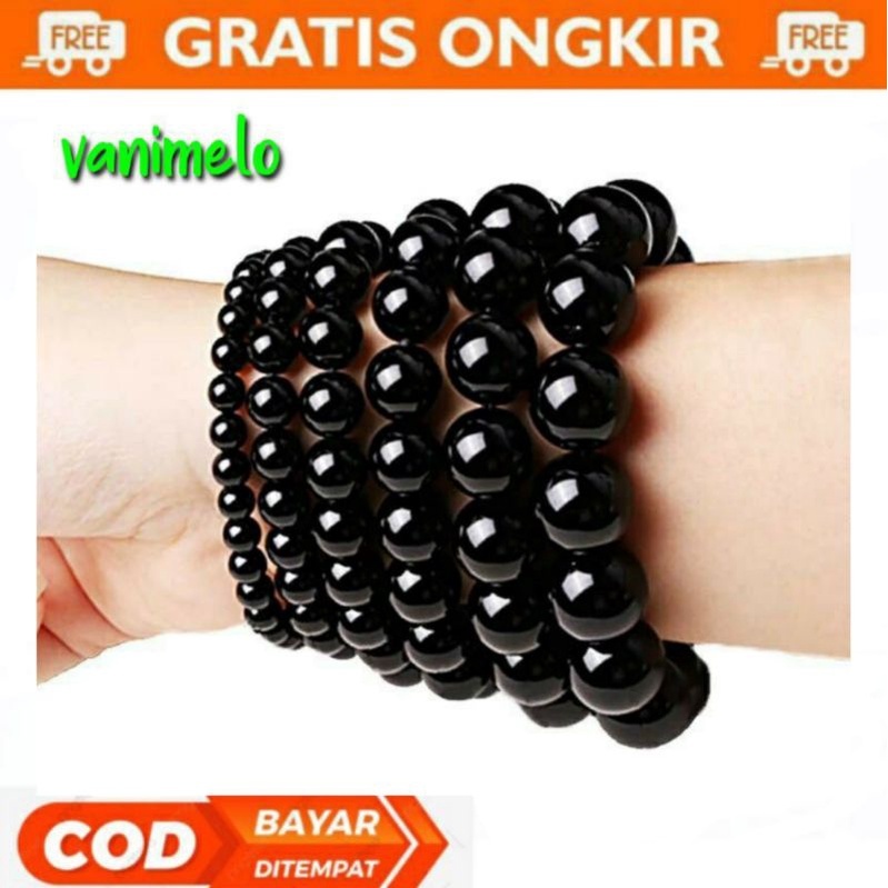 Gelang Batu Giok Black Onyx Premium - Gelang Natural Batu Giok - Gelang Terapi Kesehatan Batu Giok
