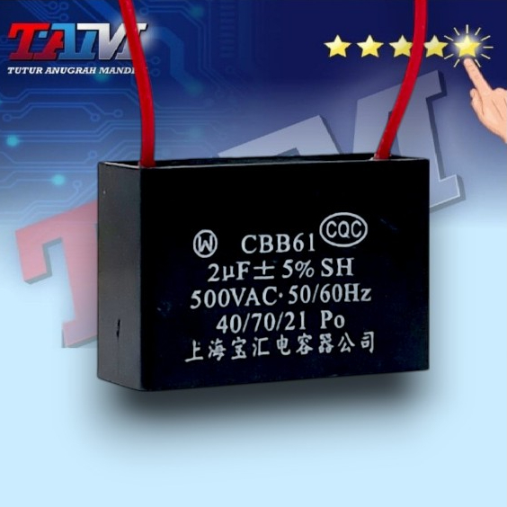 Kapasitor CBB61 2uF 500V AC Industri – Untuk Kipas, Dinamo, Mesin Las