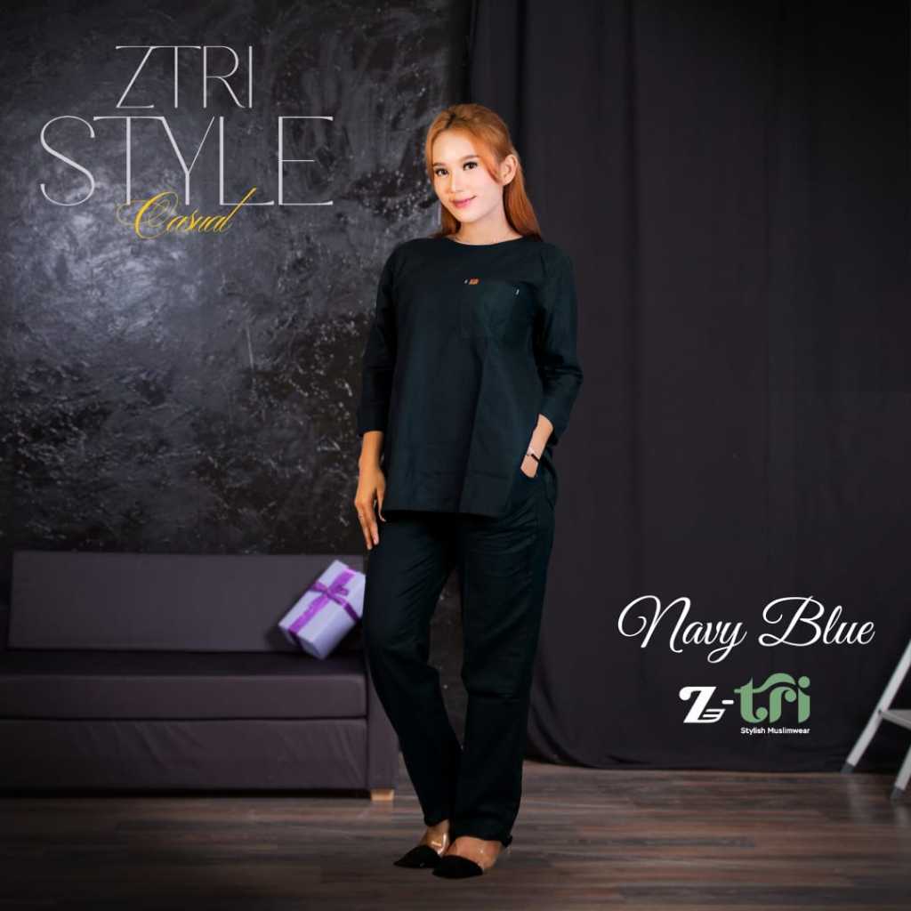 Baju One Set Wanita Z-Tri bahan Katun Premium Motif Polos Kekinian - Baju Setelan Wanita Size M-XXL