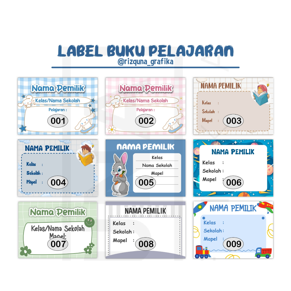 

STIKER NAMA BUKU SEKOLAH/BARANG ANAK