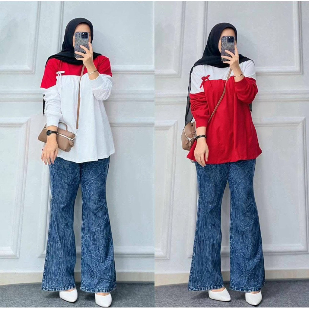 Setelan Kemerdekaan Wanita Baju Celana Cewek 1 Stel Hutri Jalan Sehat Ri 80Th Wanset Ibuibu Dirgahay