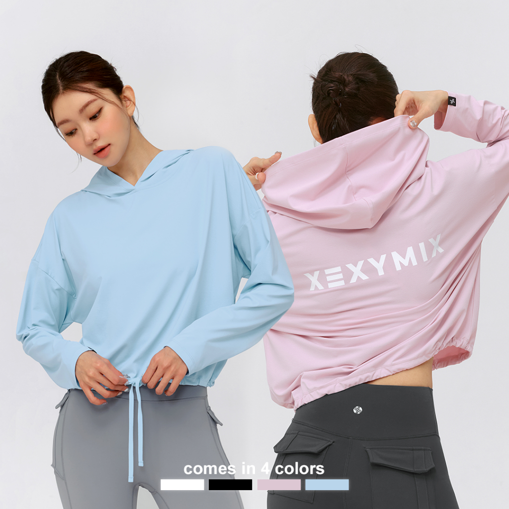 XEXYMIX Daily Feather String Crop Hoodie Jaket Olahraga Wanita - XFK2TL1101