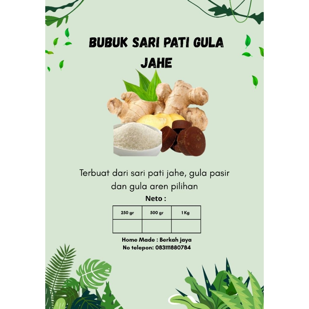 

bubuk Sari Pati gula jahe