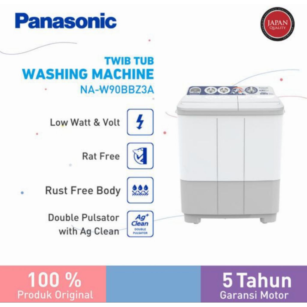 MESIN CUCI PANASONIC 2 TABUNG 9KG NA-90BBZ MESINCUCI PANASONIC 2TABUNG 9 KG