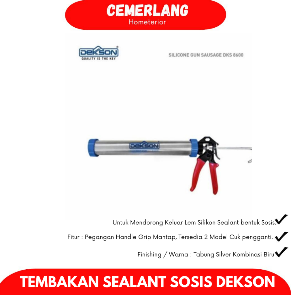 Tembakan Lem Sealant Sosis Dekson Silicone Sealent Caulking Gun Sausage Dekkson Gun Silent Sosis