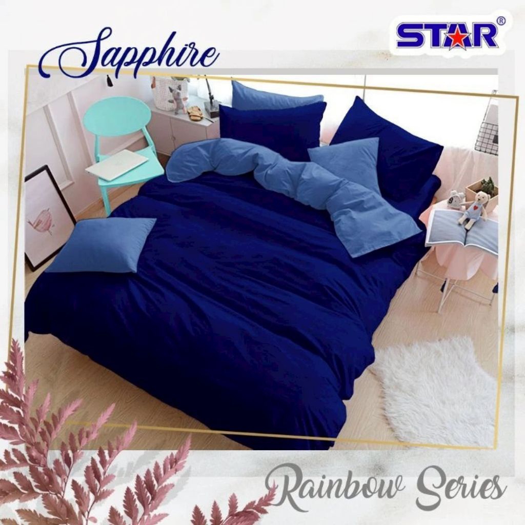 Sprei Set Katun STAR Polos Shapphire