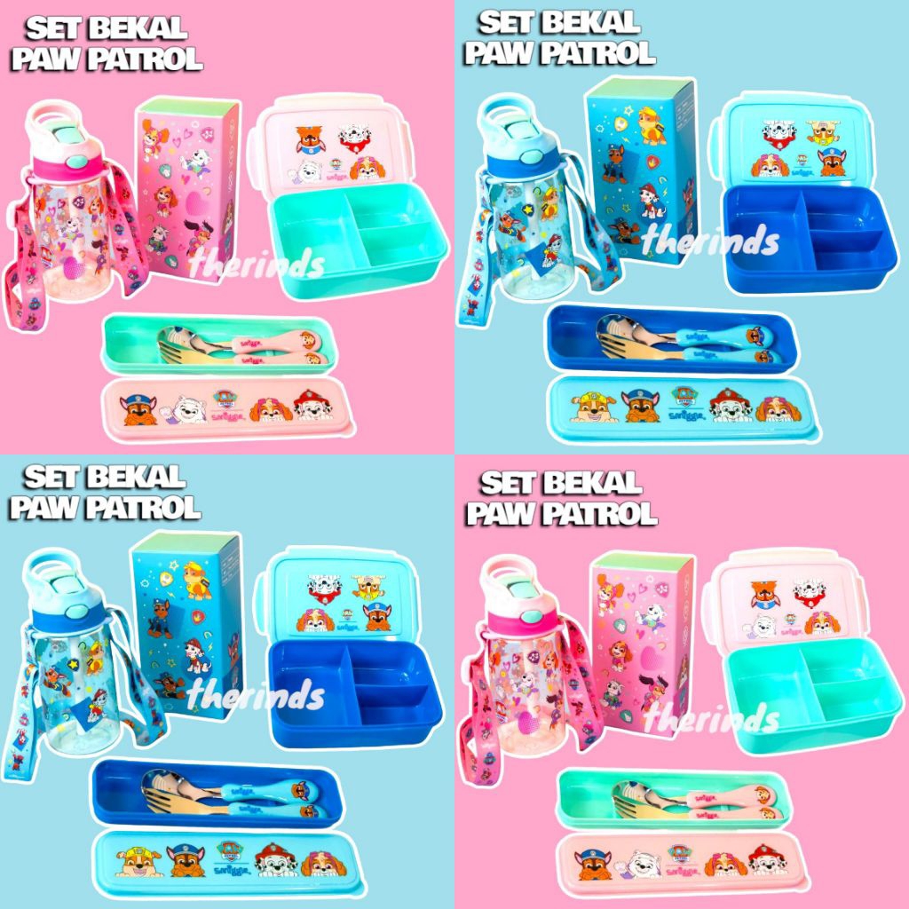Set Bekal Anak Paw Patrol Skye Chase | Kotak Makan Botol Minum Sendok Garpu Paw Patrol | Perlengkapa