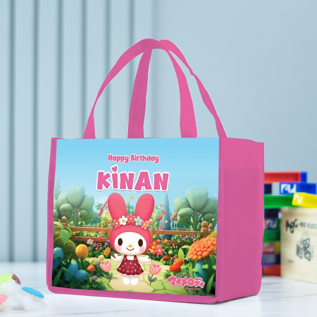 

Tas Ultah Melody Custom Nama Anak, Tas Souvenir Bingkisan Snack Ultah