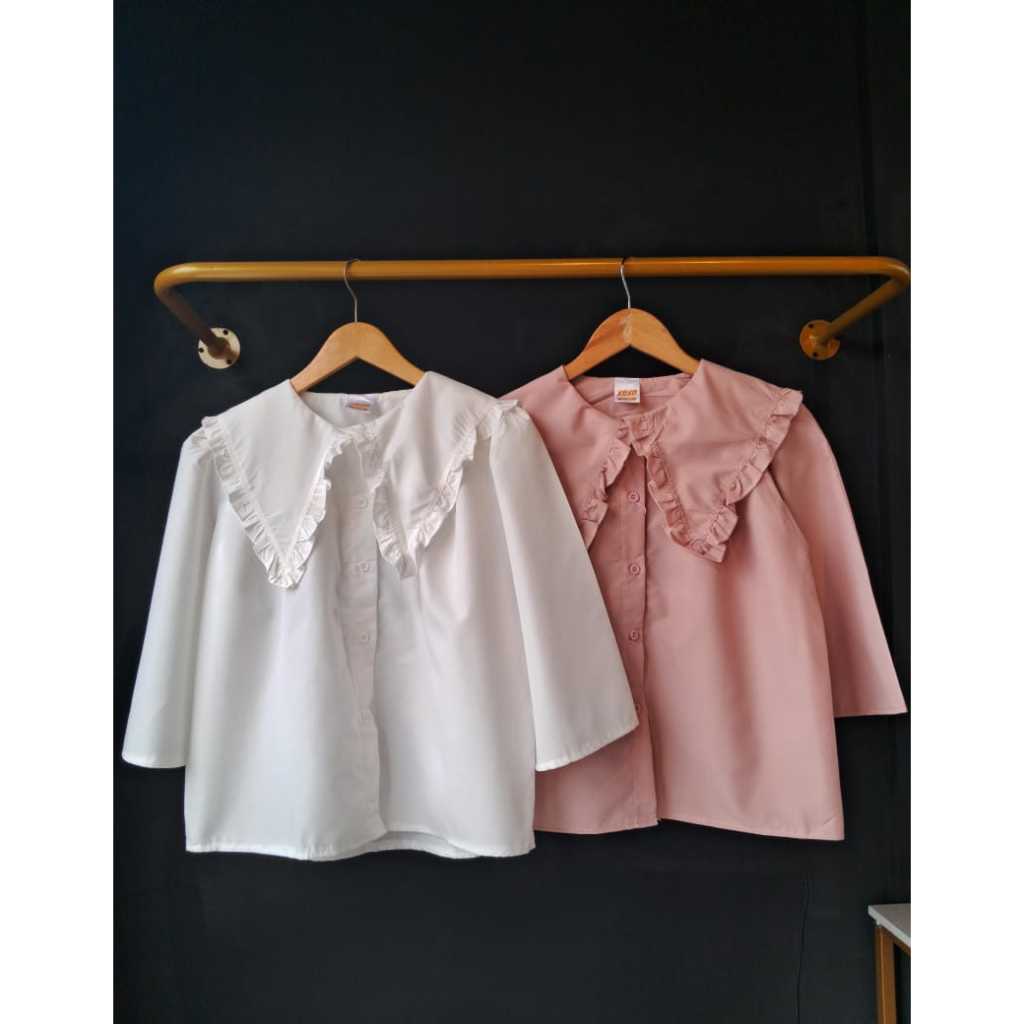 ATASAN KEMEJA CROPTOP KATUN PREMIUM LENGAN LONCENG || BLOUSE XOXO