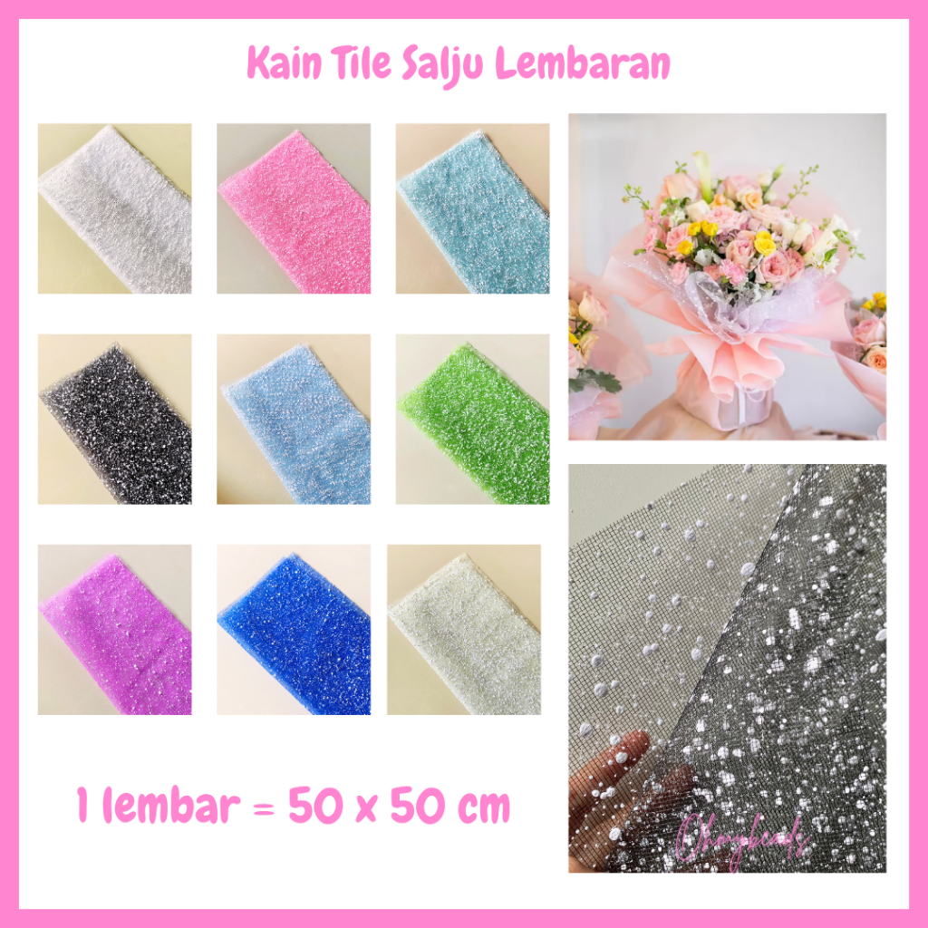

￼Kain tile salju / snow mesh / flower bouquet / ukuran 50×50 cm Wrapping paper polynet buket bunga tulle jepang