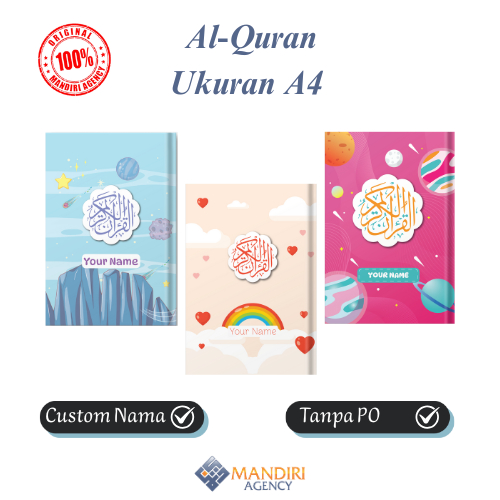 Quran Nama Custom Ukuran A4 Sampul Hardcover Quran Hadiah Ulang Tahun
