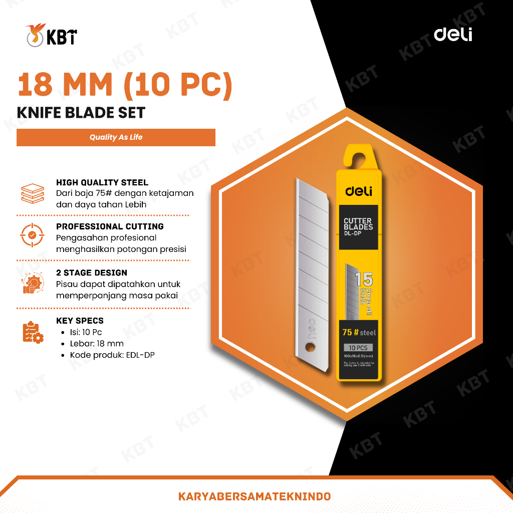 

MATA PISAU CUTTER DELI 18 mm (10 PCS) EDL-DP