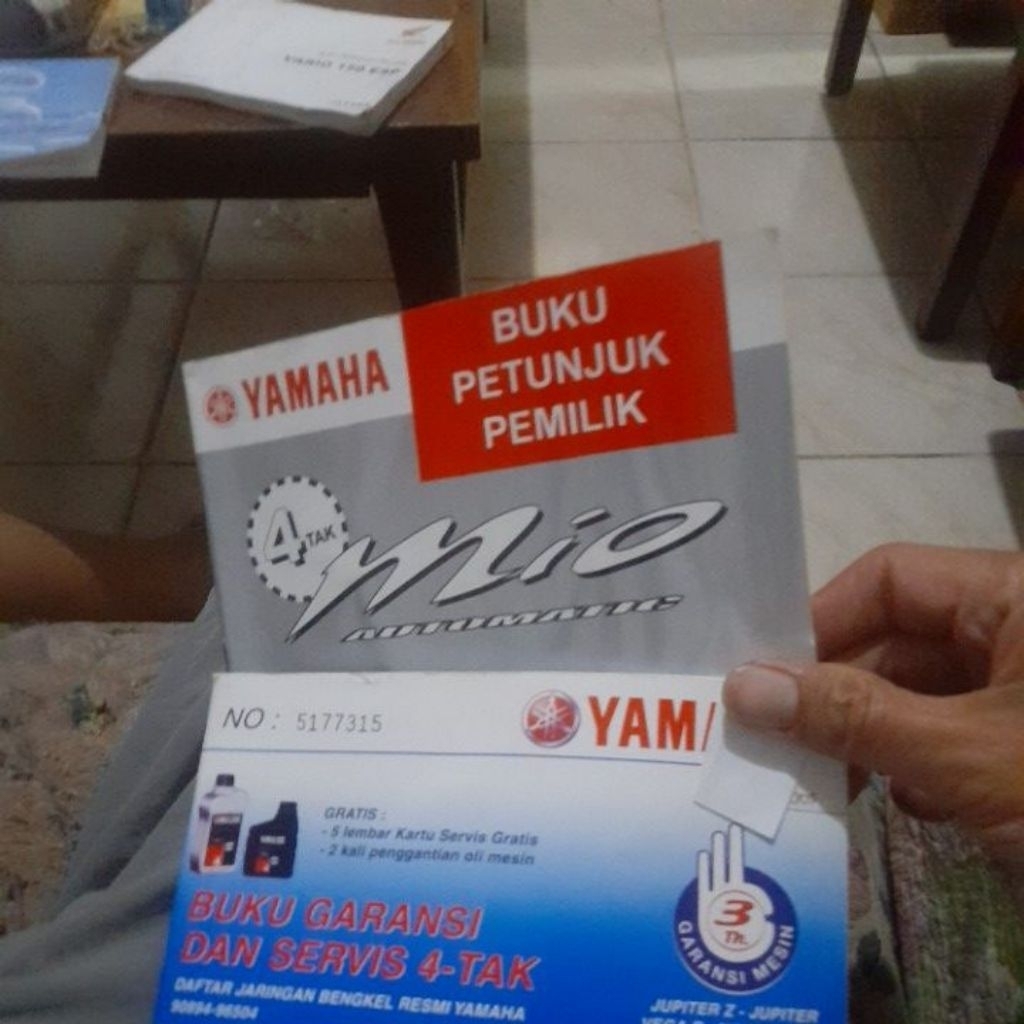 manual book dan buku service dan garansi mio cw seri awal 2005