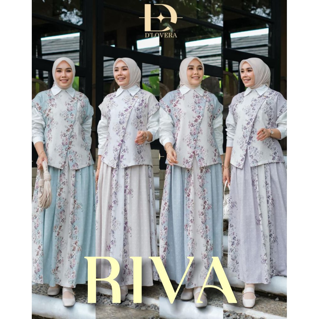 (8x) DLOVERA RIVA DILLA  Baju Setelan Rok Wanita Muslimah Riva Set Rok by D'Lovera. Tzyn Shop