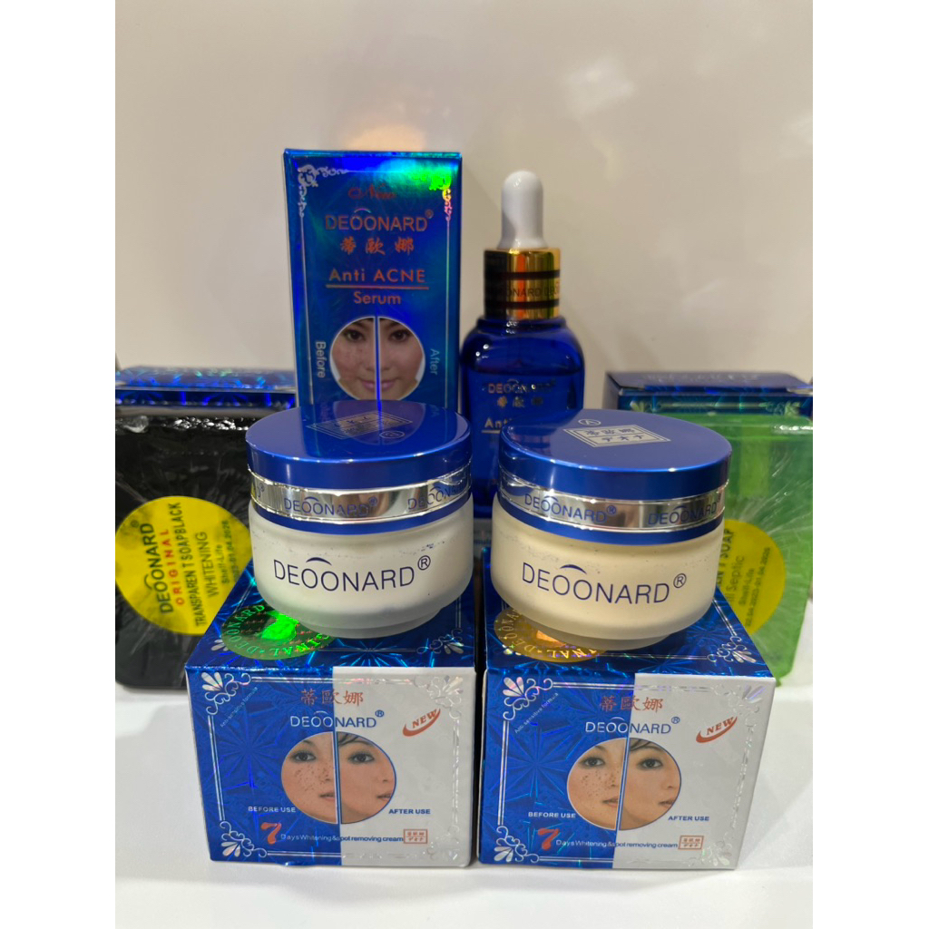 Deoonard Cream Biru | 1 set Cream Biru | Serum | Day Cream | Night Cream | Sabun Hitam | Sabun Trans