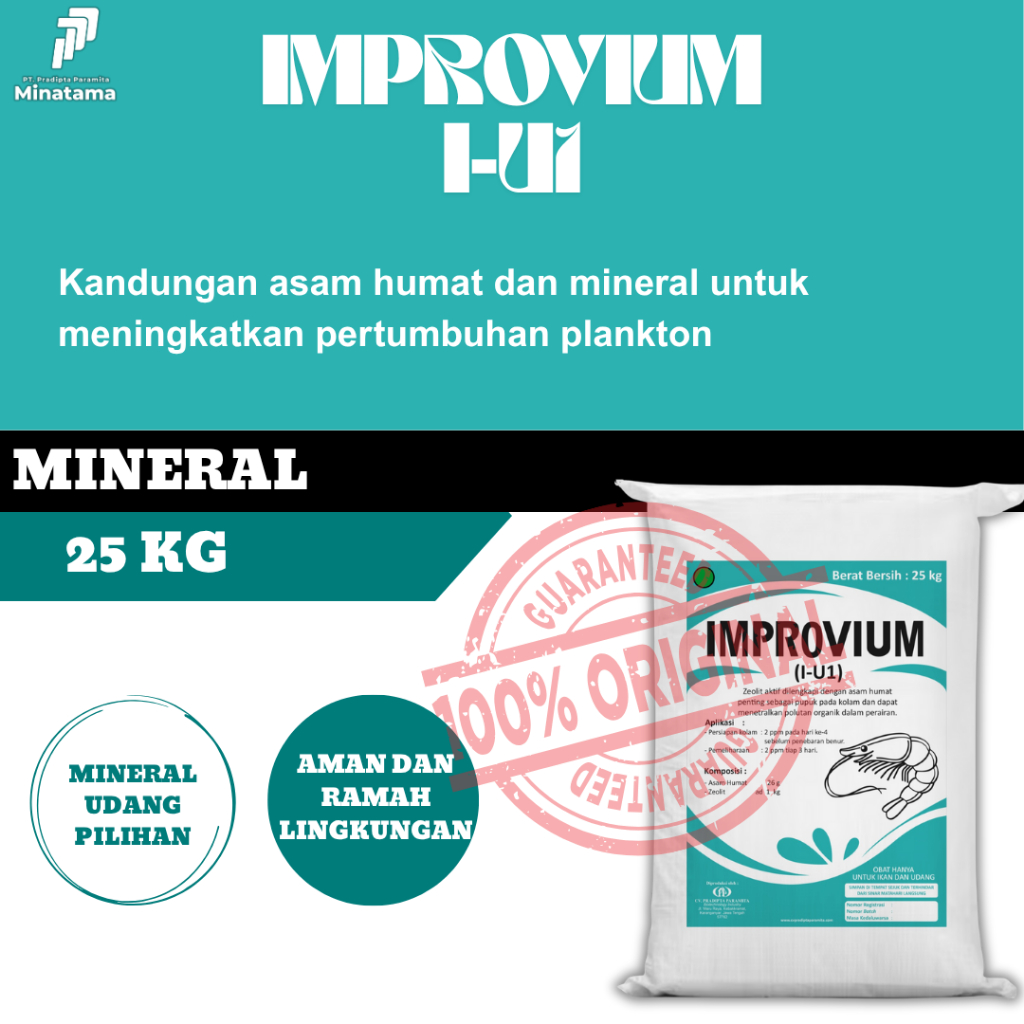 Booster Plankton untuk Kolam Udang Improvium IU 1 25KG - Mineral Asam Humat Penumbuh Pakan Alami Tam