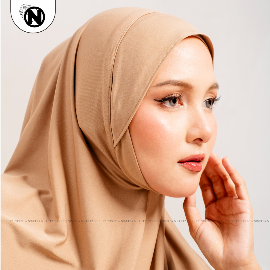 Hijab Khimar Menutup Dagu Syari XXL Jersey / Bergo Malay Jumbo Dagu Jersey