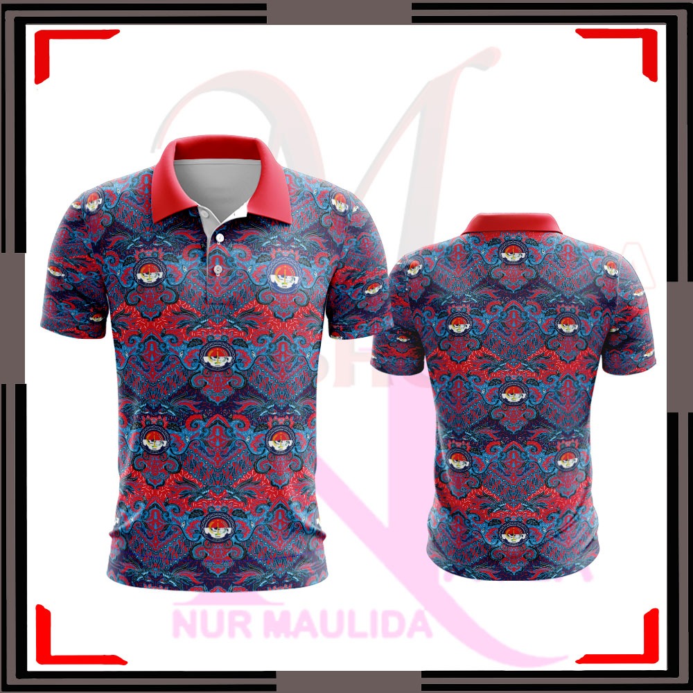 Kaos Polo Shirt BATIK PPDI Pria Tangan Pendek Dewasa Fullprint