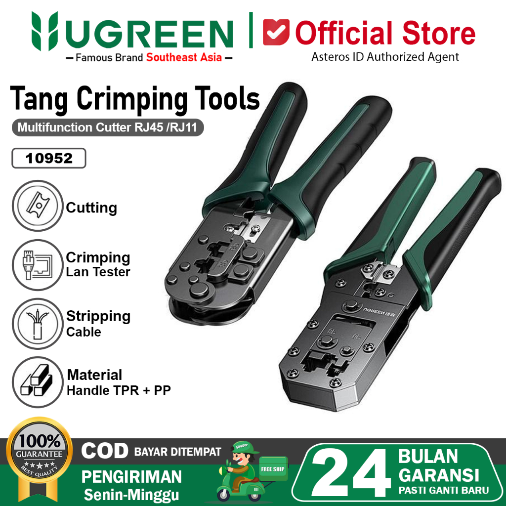 UGREEN Tang Crimping Tool RJ45 RJ11 Lan Network Cable 6P 8P Alat Pemotong Kabel