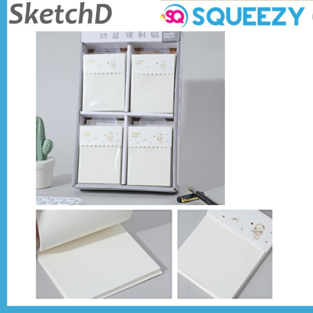 

Kertas Memo Tempel Putih Polos 76 x 102 mm Squeezy Sticky Notes 60 lembar