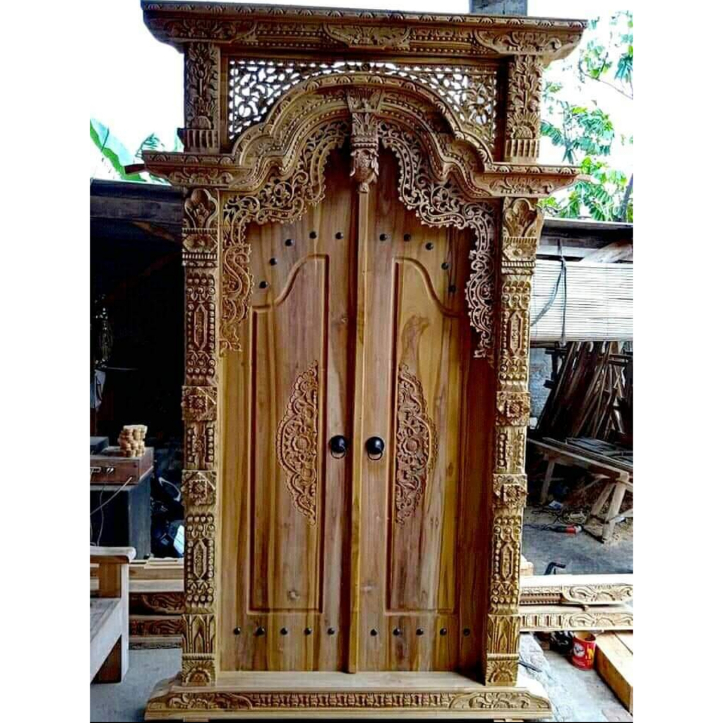 pintu rumah gebyok ukir jati jepara ukuran 120 cm