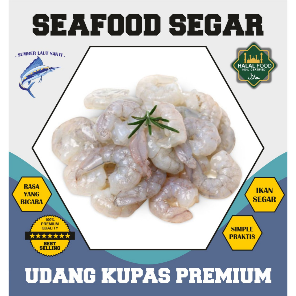 

Udang Vanami Kupas (Peeled Shrimp) Vaname Segar Frozen Premium 1 Kg
