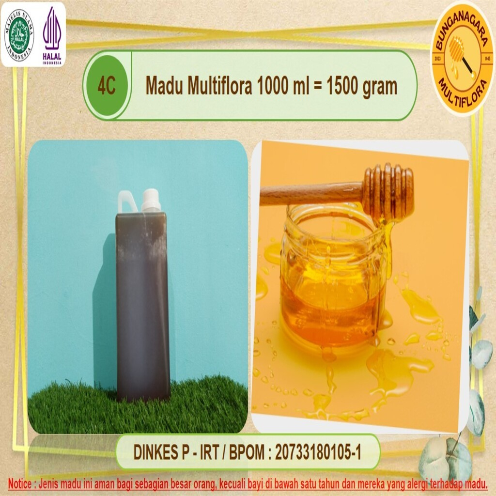 

MADU MULTIFLORA ASLI HUTAN ALAM INDONESIA 1 L | 1000 ML 1500 GRAM BUNGANAGARA PURE HONEY