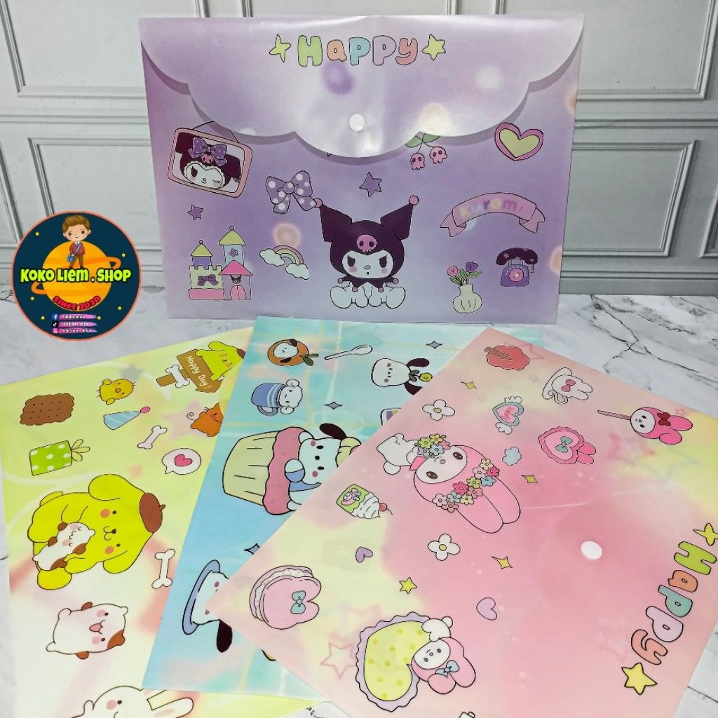 

BARU || Folder Bag A4 Pocket File Motif Sanrio ( MAP ) 32x24 Cm