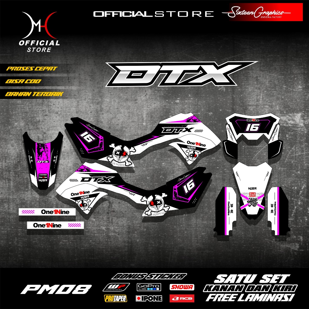 Decal Sticker D-Tracker 150 Fullbody Putih Hitam - Bebas Reques Desain