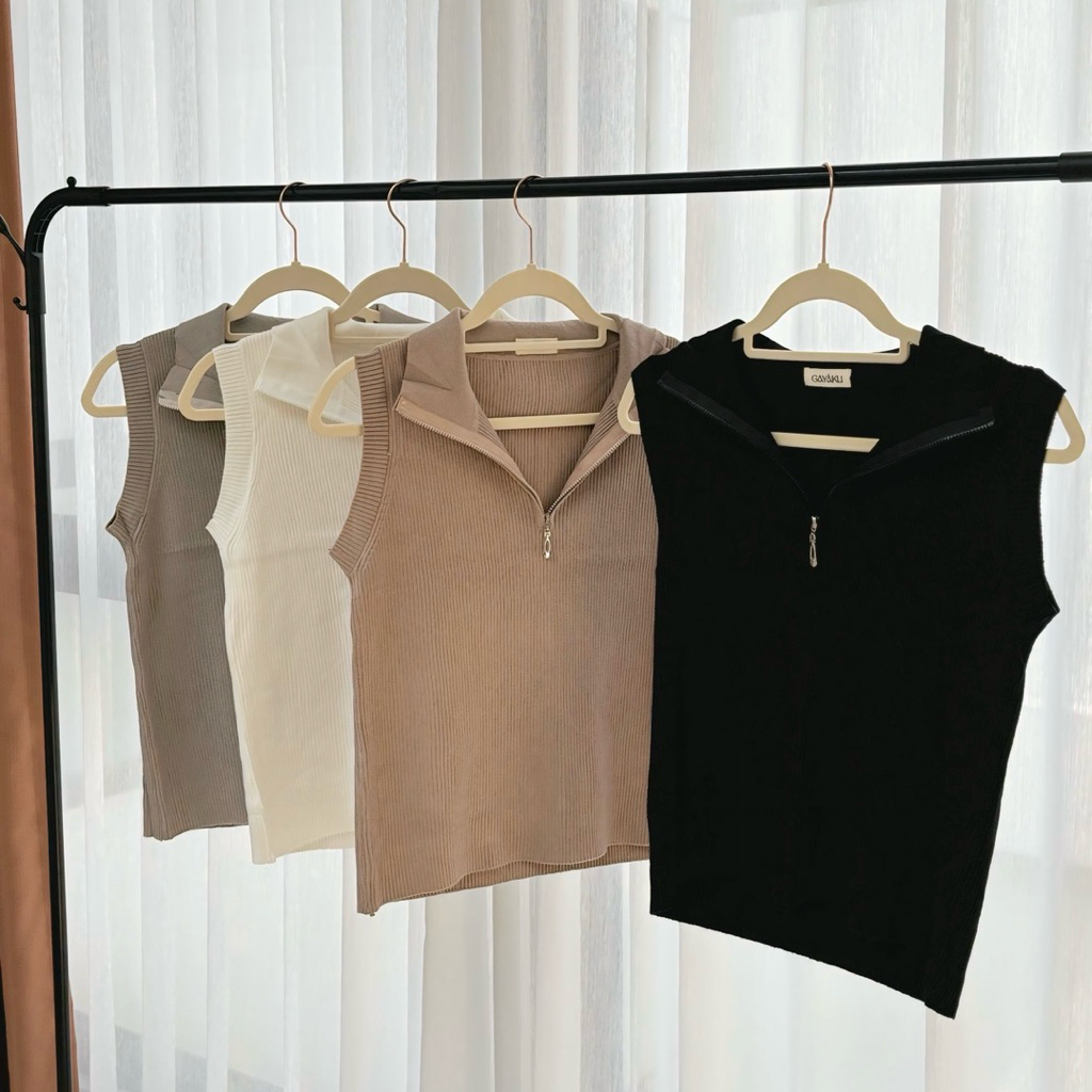 Cropped Polo Vest, Baju Rompi Wanita Thailand Style