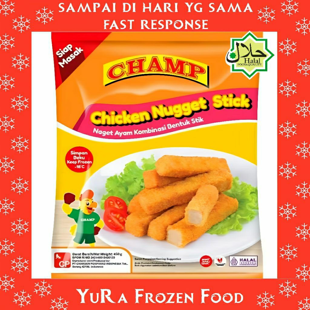 

Nugget Ayam Stik Champ Chicken Stick 450gr Makanan Halal Enak Yura Frozen Food Murah