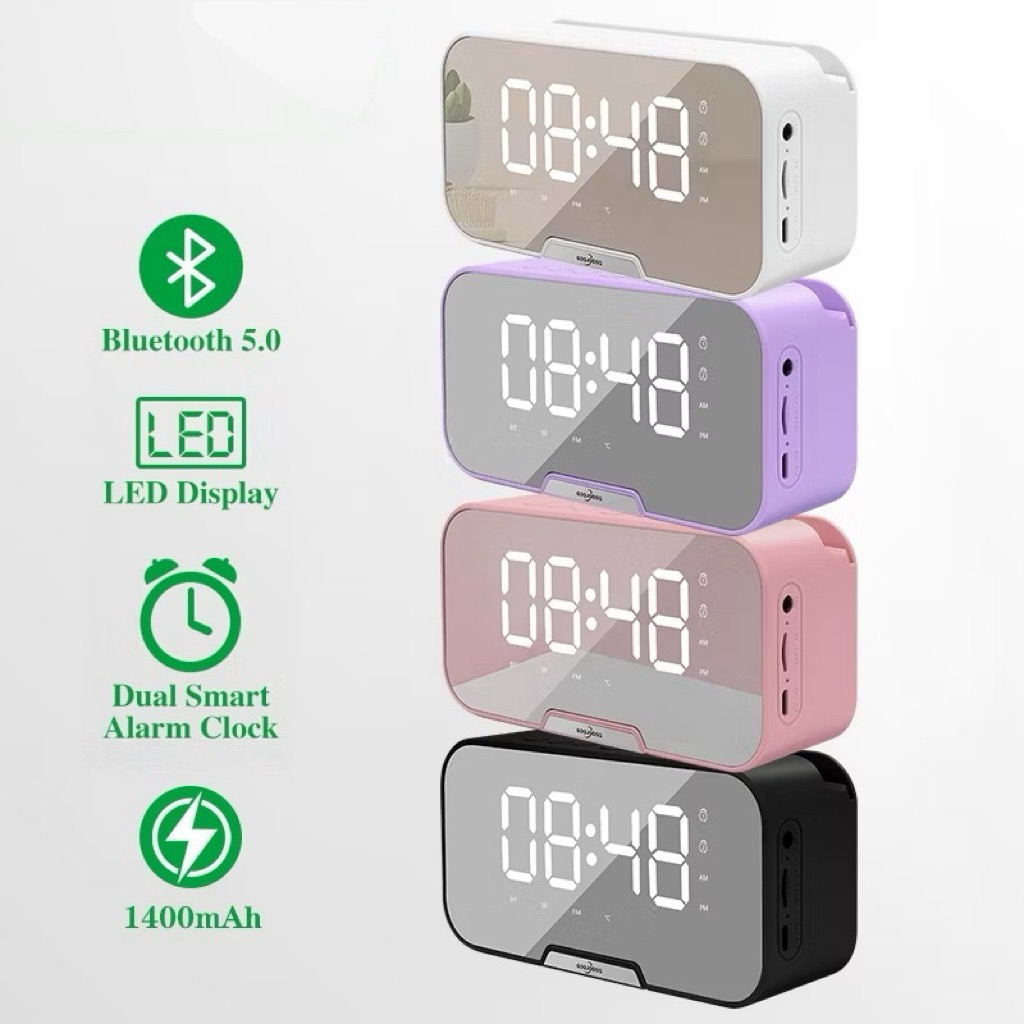Speaker Bluetooth Wireless Jam Led Multifungsi Alarm Radio