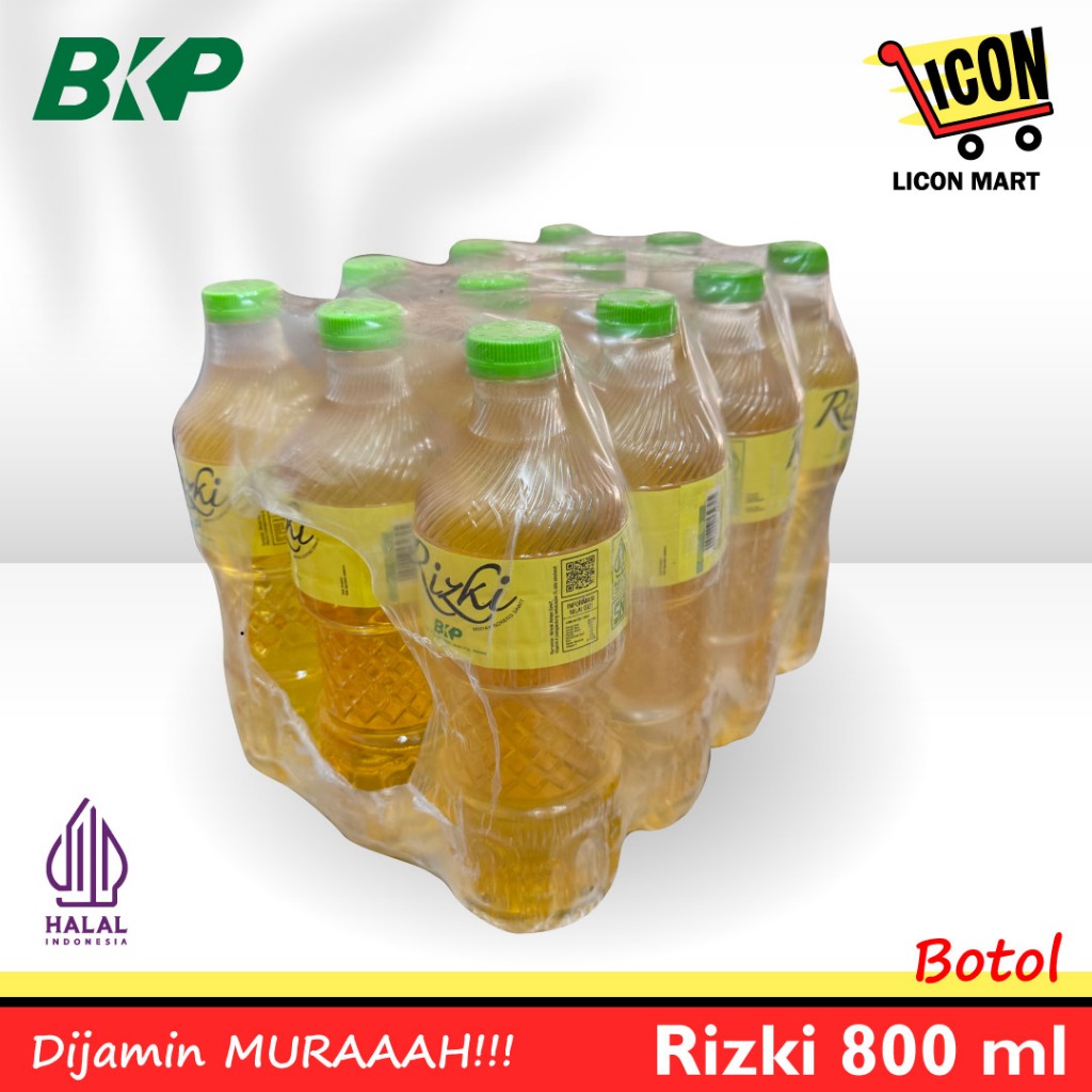 [1 DUS ISI 12 BOTOL RIZKI 800 ML] MINYAK GORENG MURAH / RIZKI 800 ML BOTOL