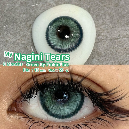 SHINELENS My Nagini Tears By PinkinPlus Green Hijau Softlen Normal sd -10.00 1 Pasang Lensa Kontak W