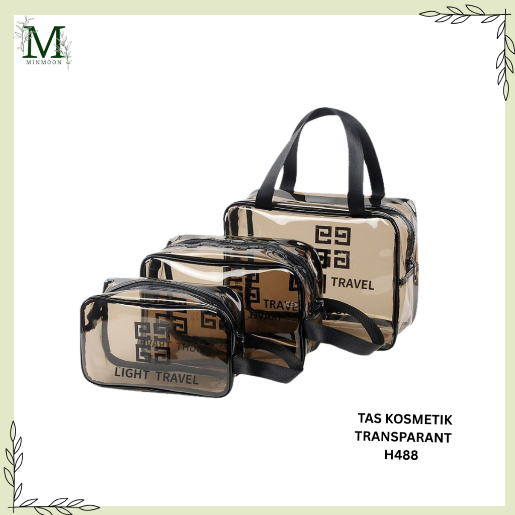 MINMOON - TAS KOSMETIK TRANSPARANT H488 TRAVEL TRANSPARAN WASHBACK / POUCH KOSMETIK / TAS MAKE UP PO